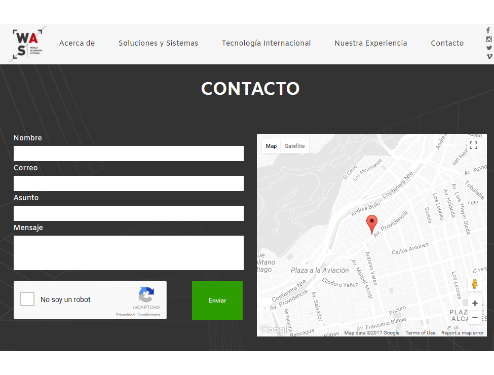 WAS Screenshot: Contact form