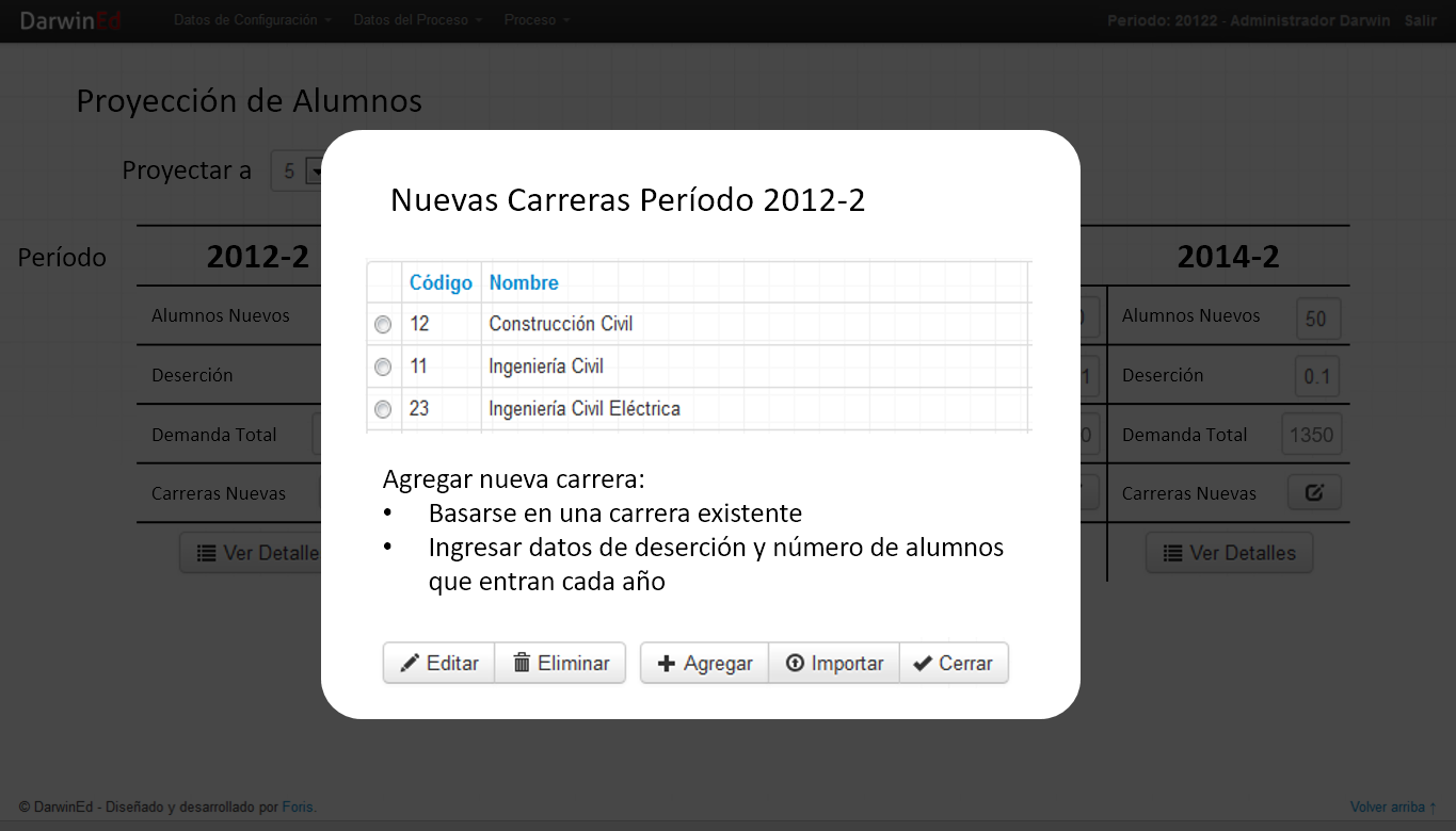 DarwinEd Screenshot: Managing courses