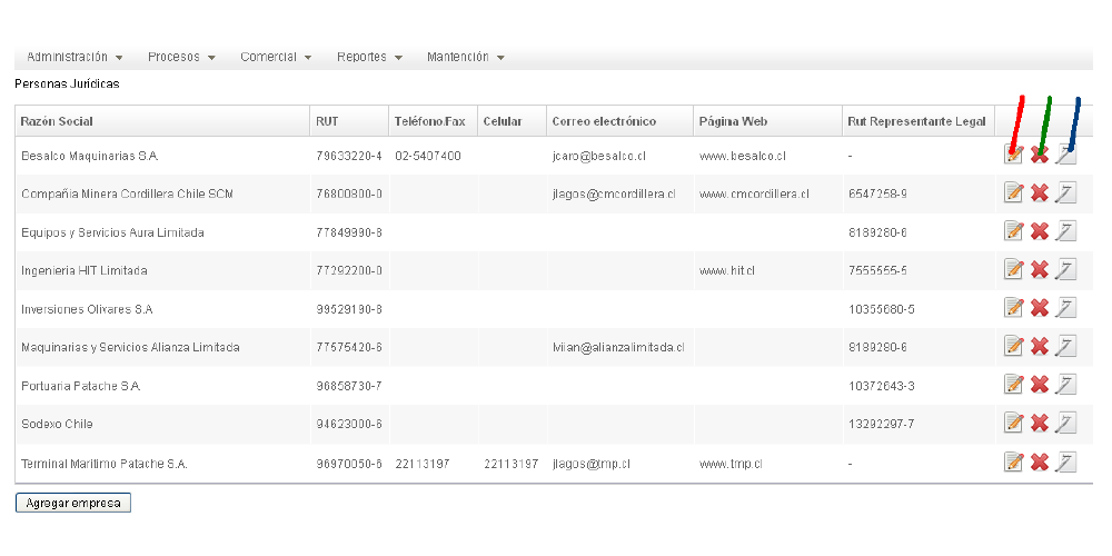 CMCTMP App Screenshot: Managing Suppliers