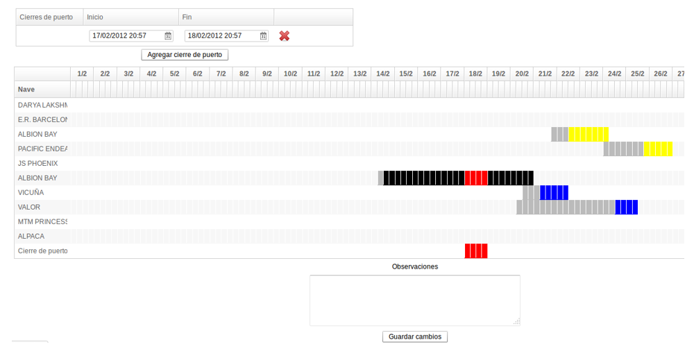 CMCTMP App Screenshot: Port vessel docking schedule