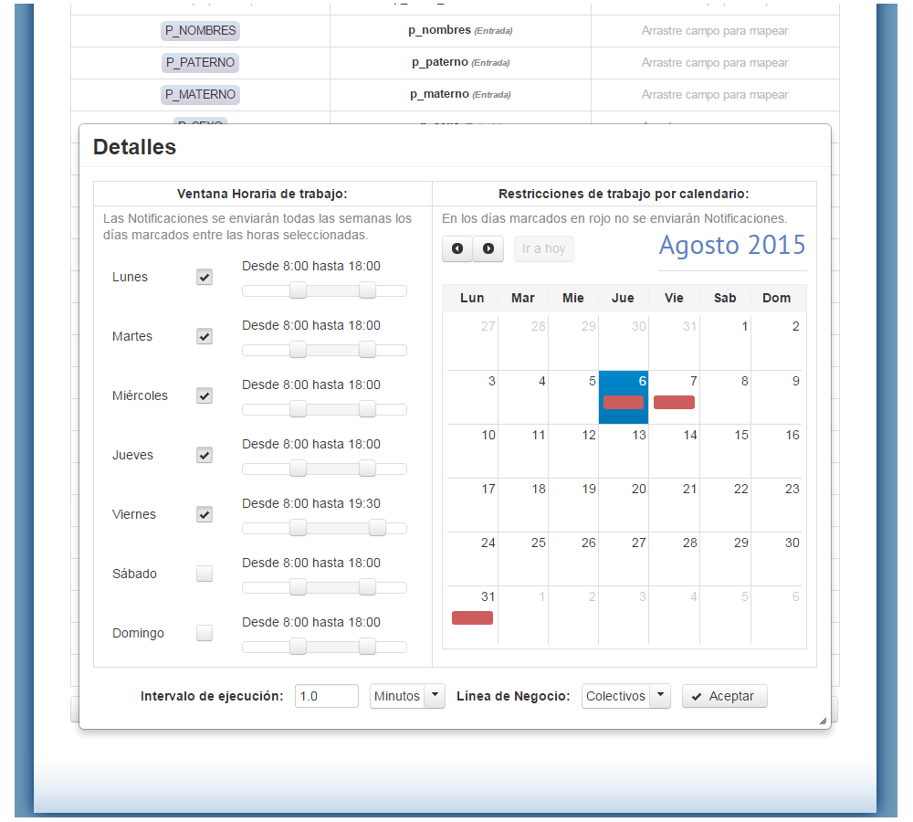 NAB Screenshot: Setting up execution time frames