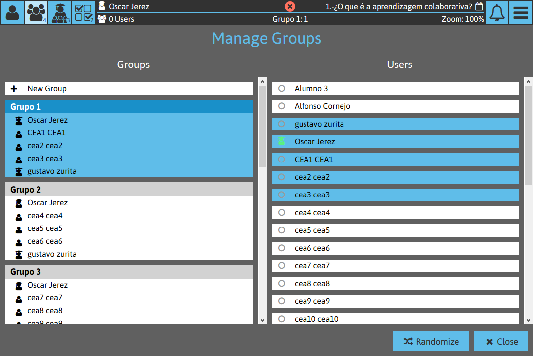 Sketchpad Screenshot: Groups Managment