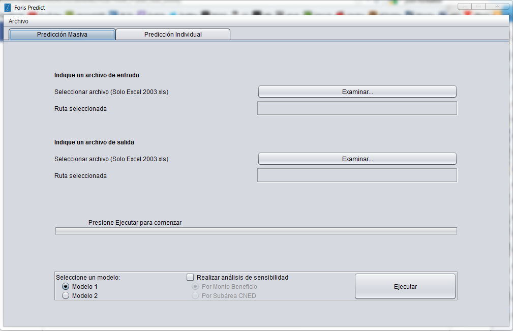 Foris Predict Screenshot: Mass prediction interface