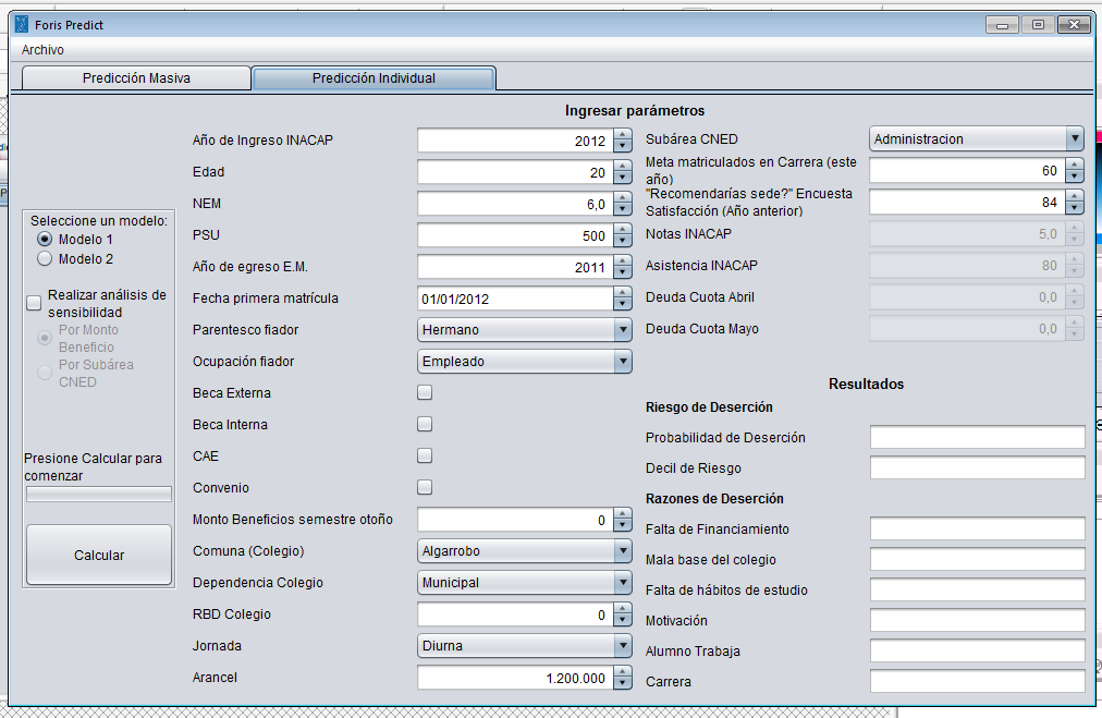 Foris Predict Screenshot: Personal prediction interface