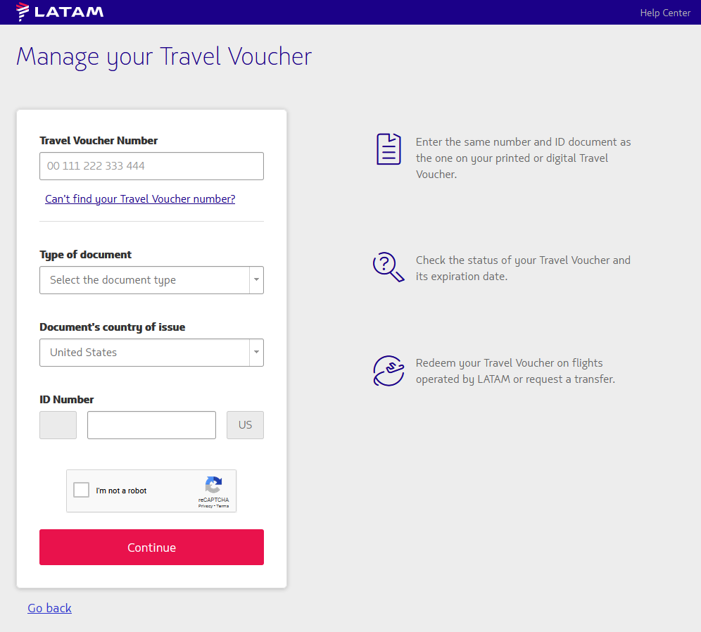 Travel Voucher Landing page full size